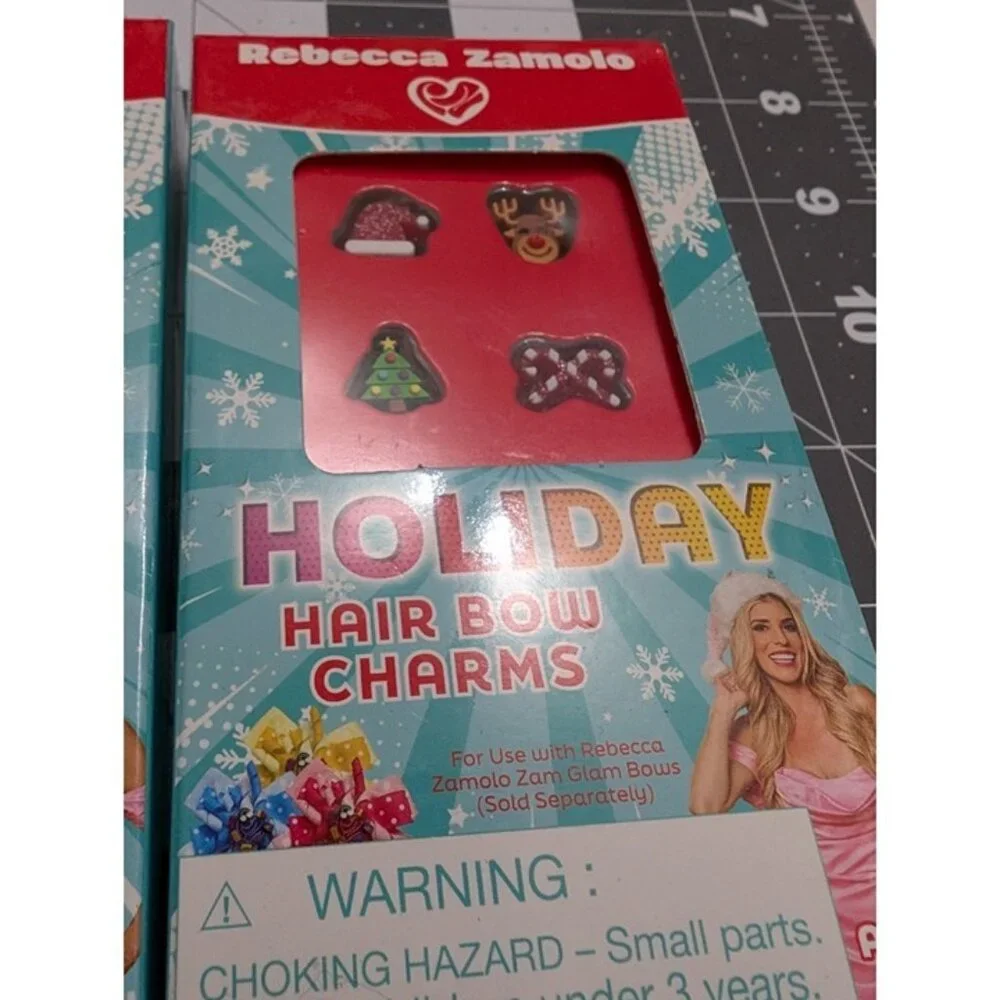 Rebecca Zamolo Christmas Holiday Hair Bow Charms Set 4 Bow Charms Lot 3 Sealed